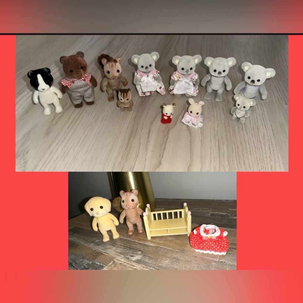 14 Calico Critters Koalas-Squirrels-Bear-Border Collie/Retriever Dogs & Bunny